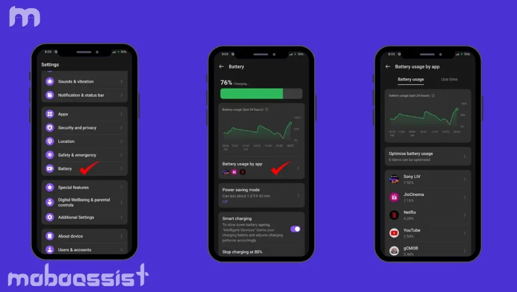 check battery draining apps